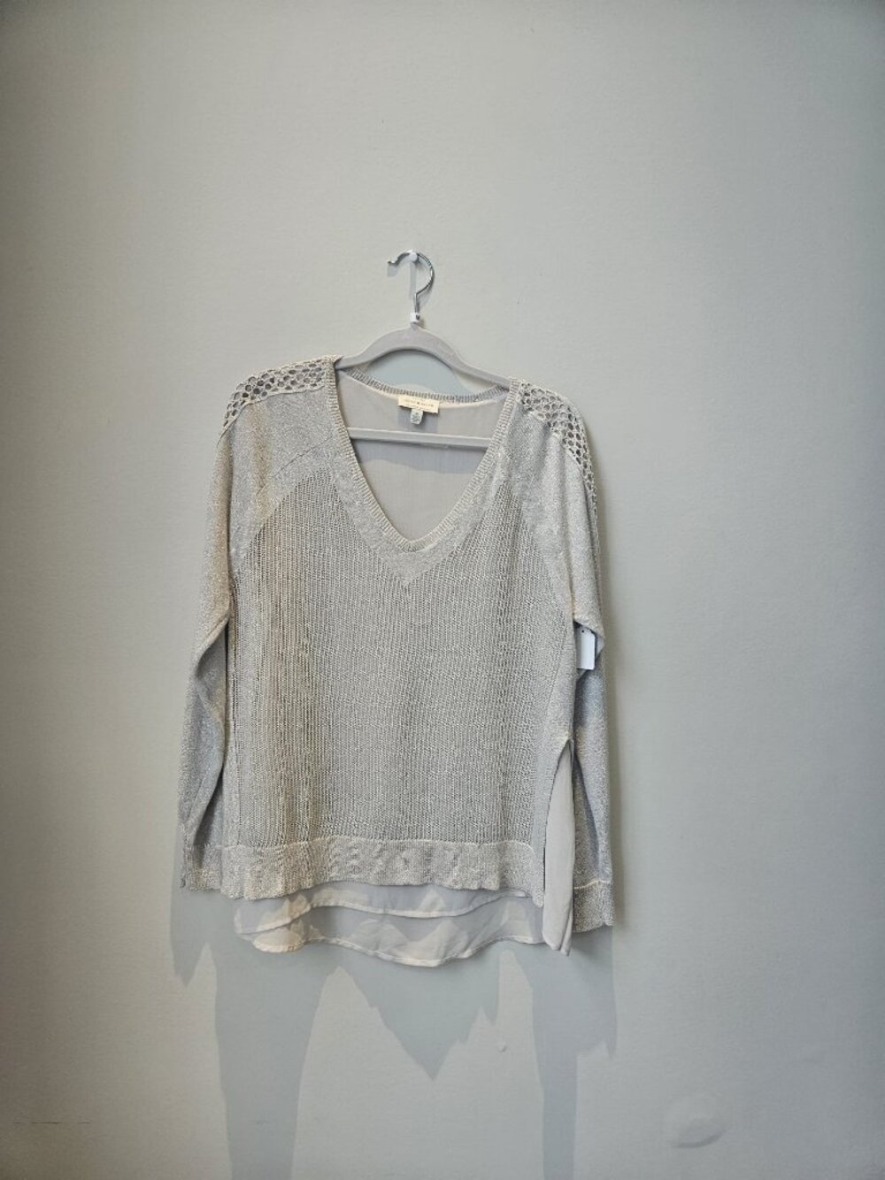 Lucky Brand Metallic Layered Knit Sweater ~ Medium